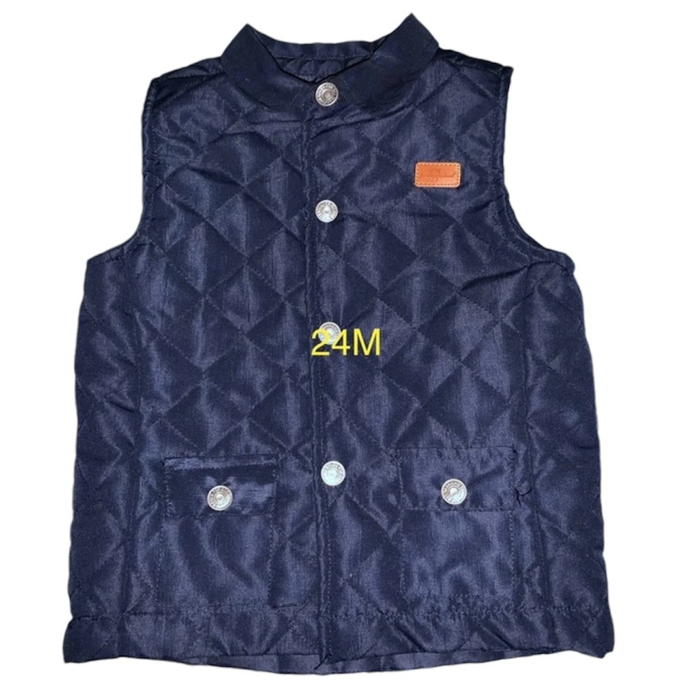 $10 Deals! Kids 7 For All Man Kind Puffer Vest Navy Blue 24 Months